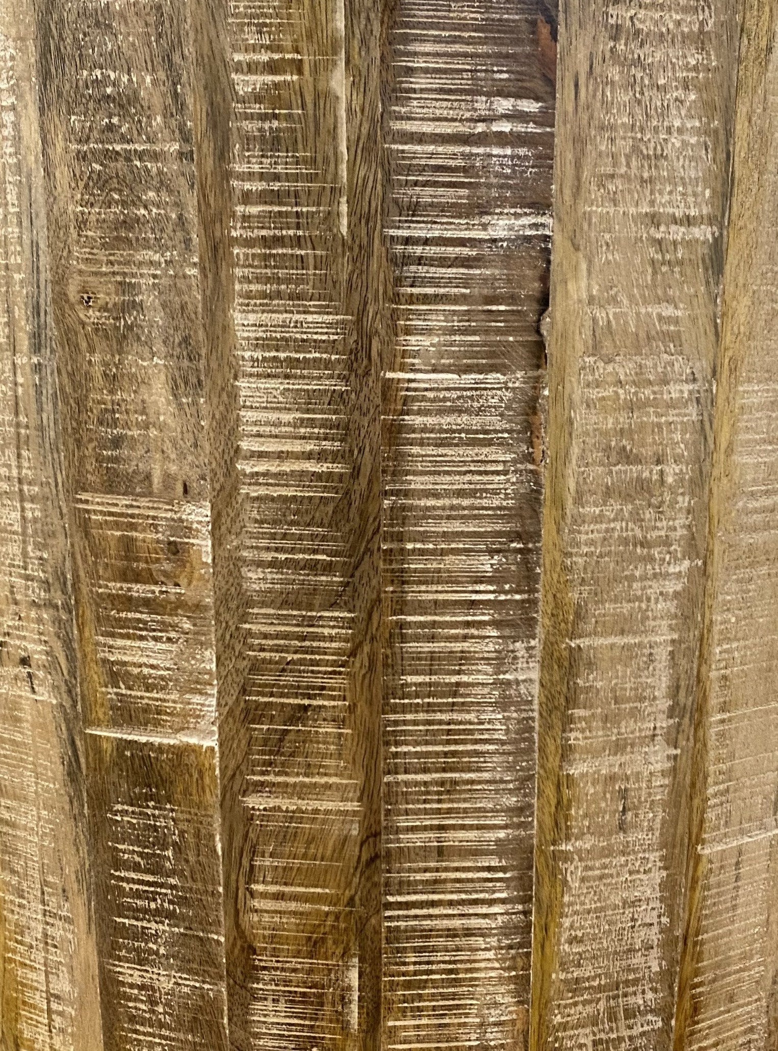 20" Natural Distressed Solid Wood Round Drum End Table