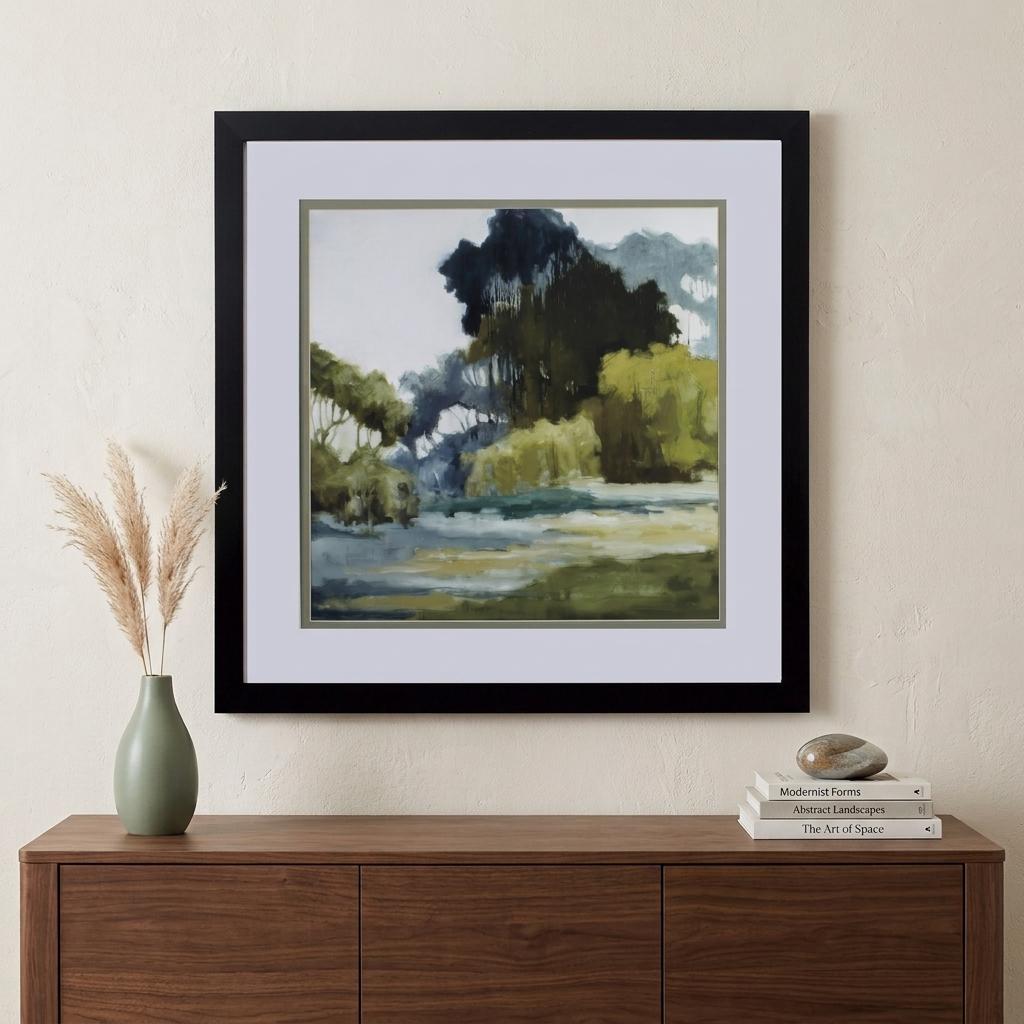Set Of Two Bean Fields And Tall Trees Framed Art