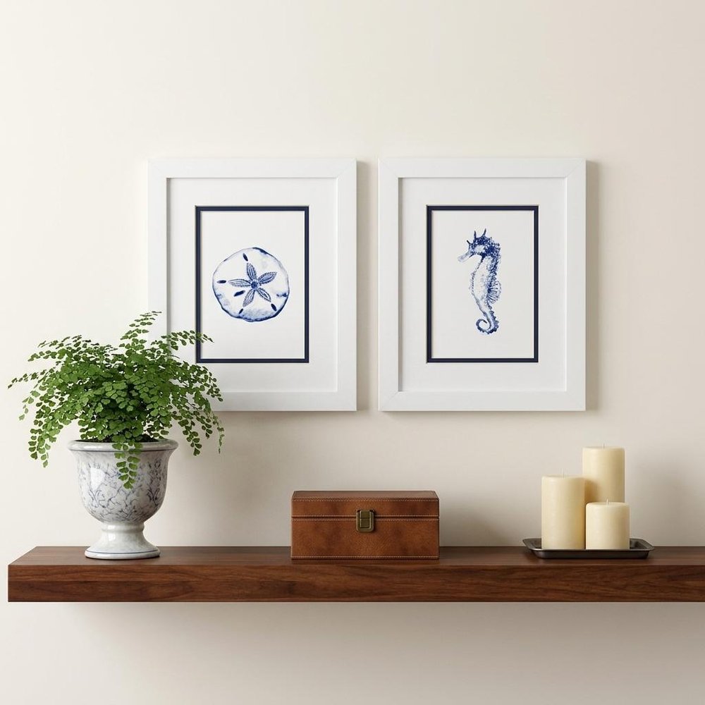 Set Of Two Blue And White Beach Icons Wall Art
