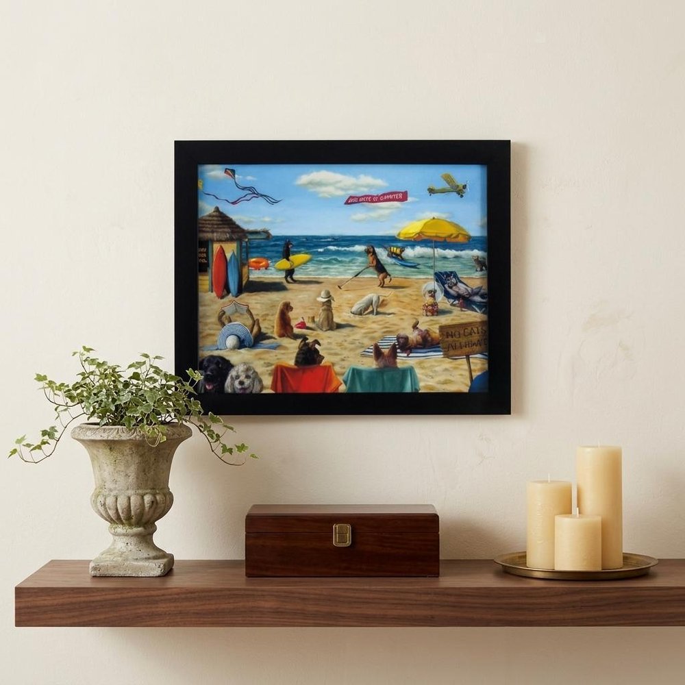 9" X 11" Dog Days Of Summer Black Framed Beach Wall Art