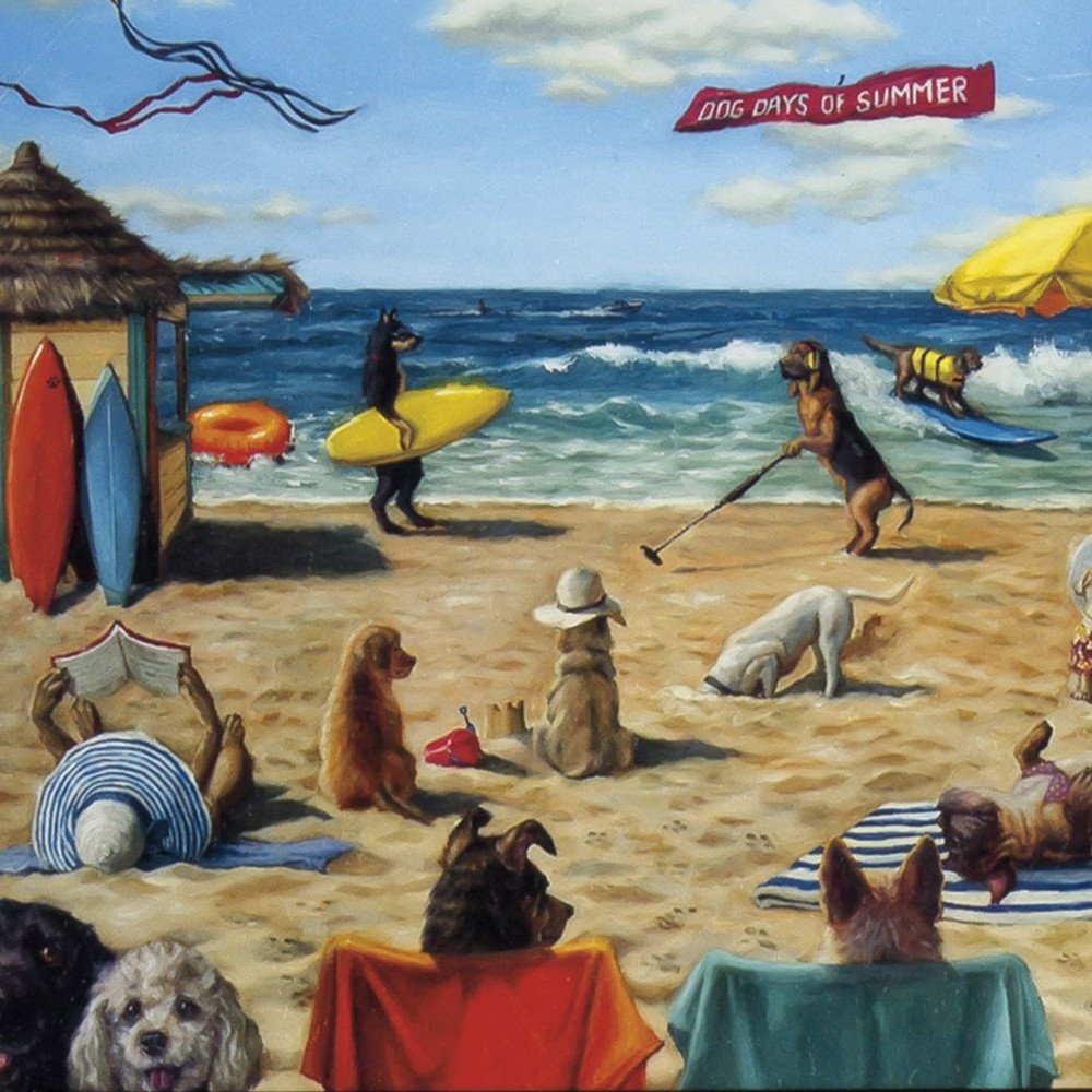 9" X 11" Dog Days Of Summer Black Framed Beach Wall Art