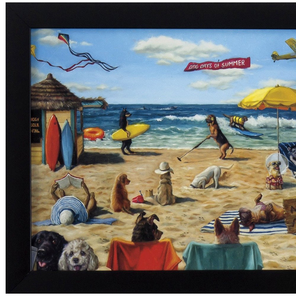 9" X 11" Dog Days Of Summer Black Framed Beach Wall Art