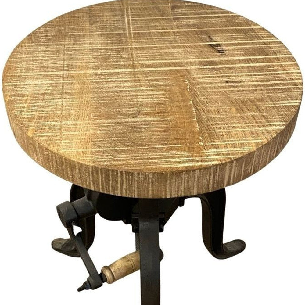 24" Brown And Black Solid Wood Backless Counter Height Bar Chair