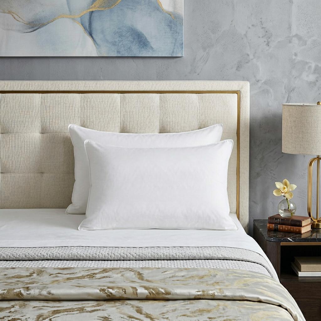 Set of Two Down Alternative Firm Queen Size Bed Pillows