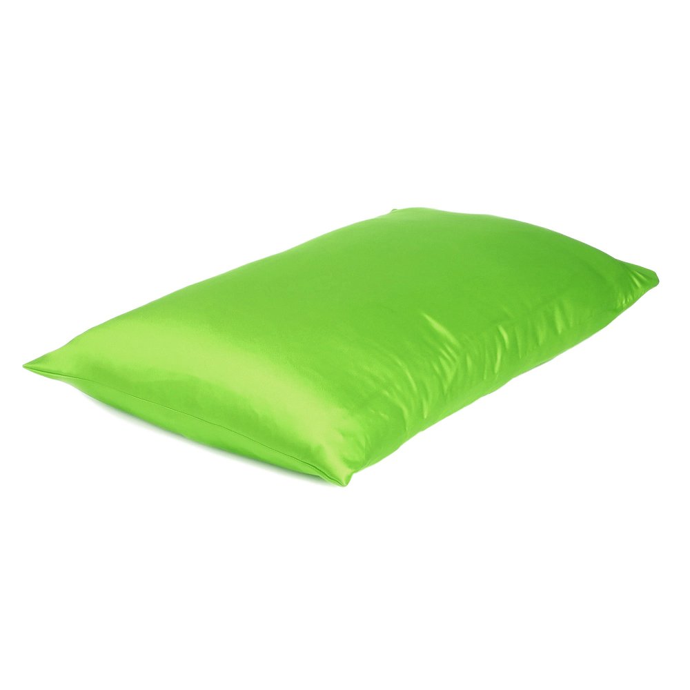 Set of Two Bright Green Dreamy Silky Satin King Pillowcases