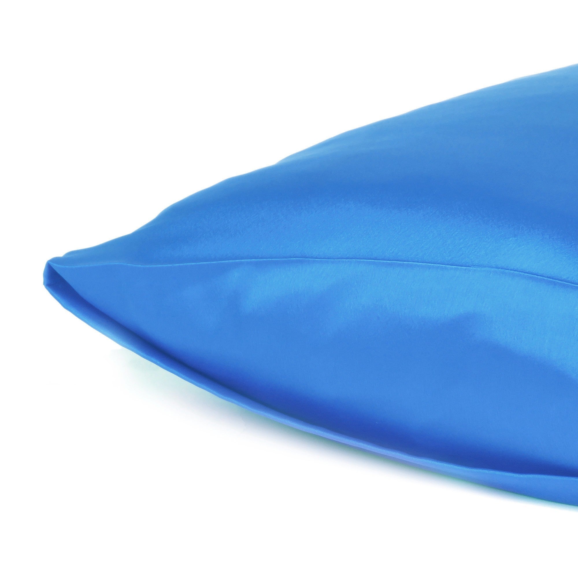 Set of Two Bright Blue Dreamy Silky Satin King Pillowcases