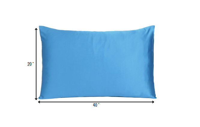 Set of Two Bright Blue Dreamy Silky Satin King Pillowcases