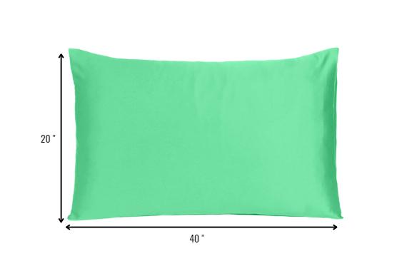 Green Dreamy Set Of 2 Silky Satin King Pillowcases