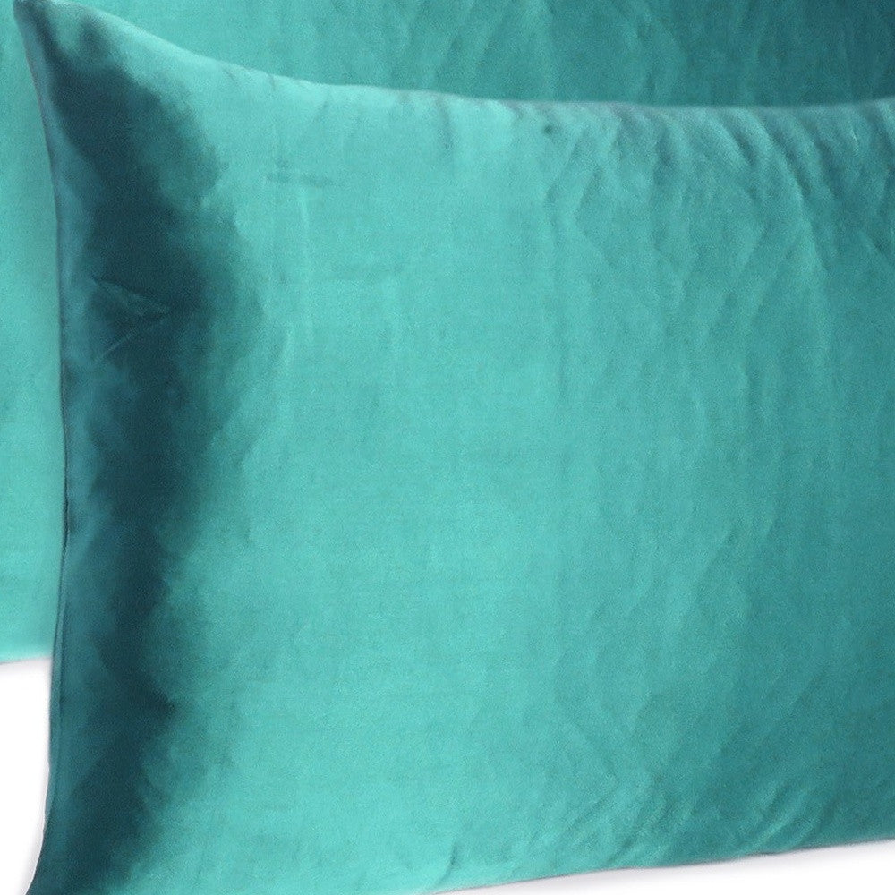 Teal Dreamy Set Of 2 Silky Satin King Pillowcases