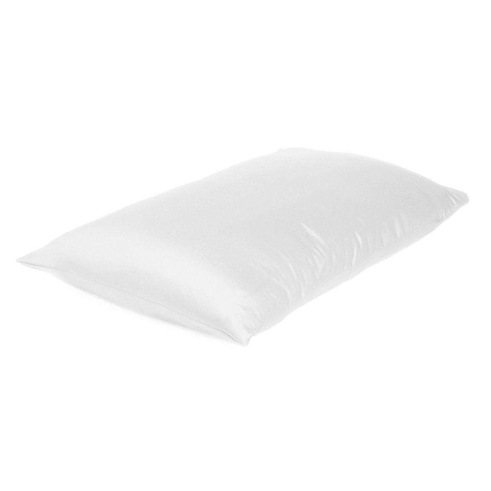 Set Of Two White Silky Satin Standard Pillowcases