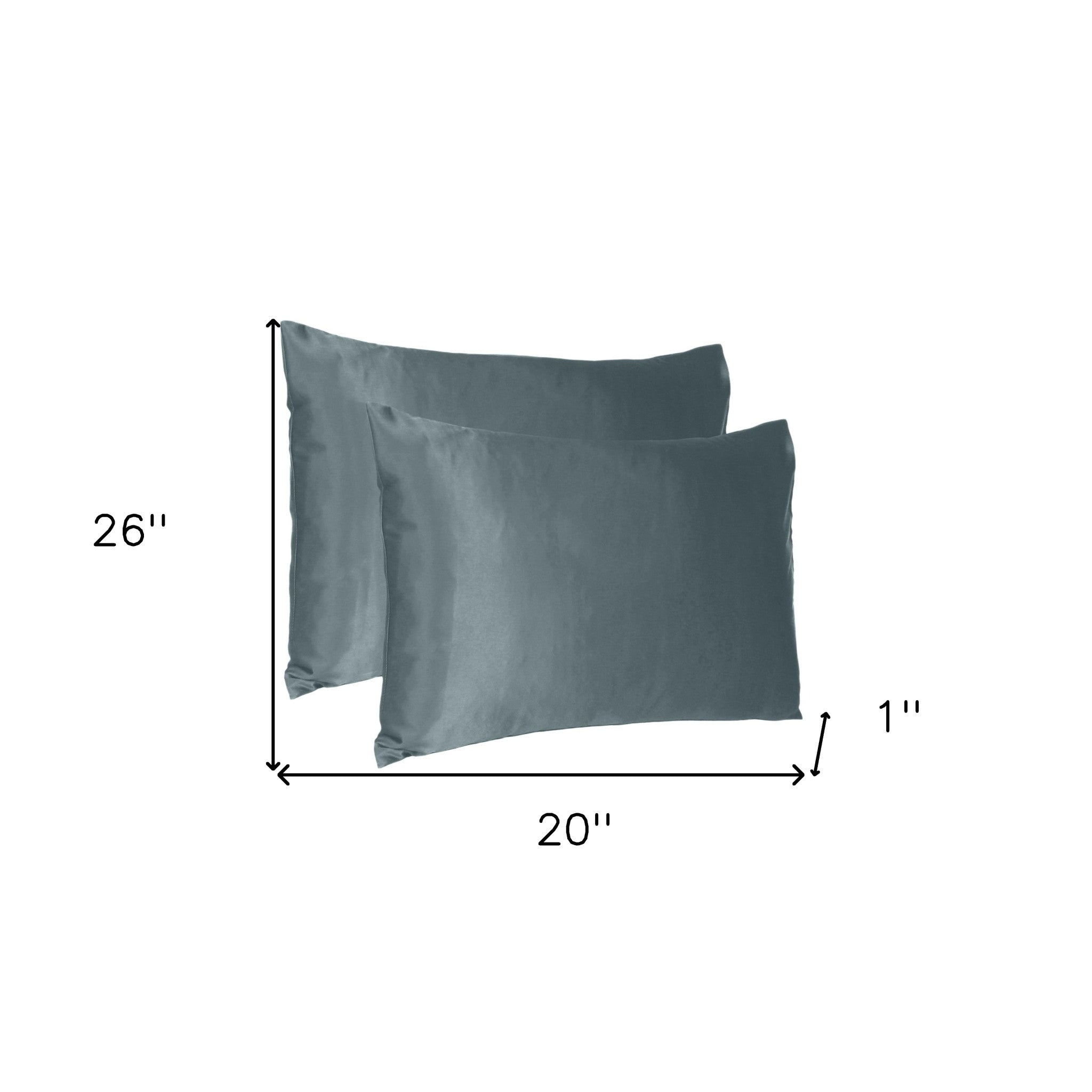 Gray Dreamy Set Of 2 Silky Satin Standard Pillowcases