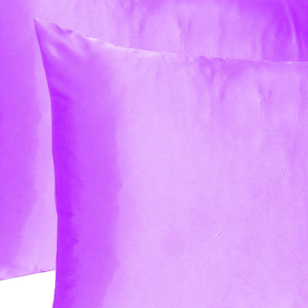 Violet Dreamy Set Of 2 Silky Satin Standard Pillowcases
