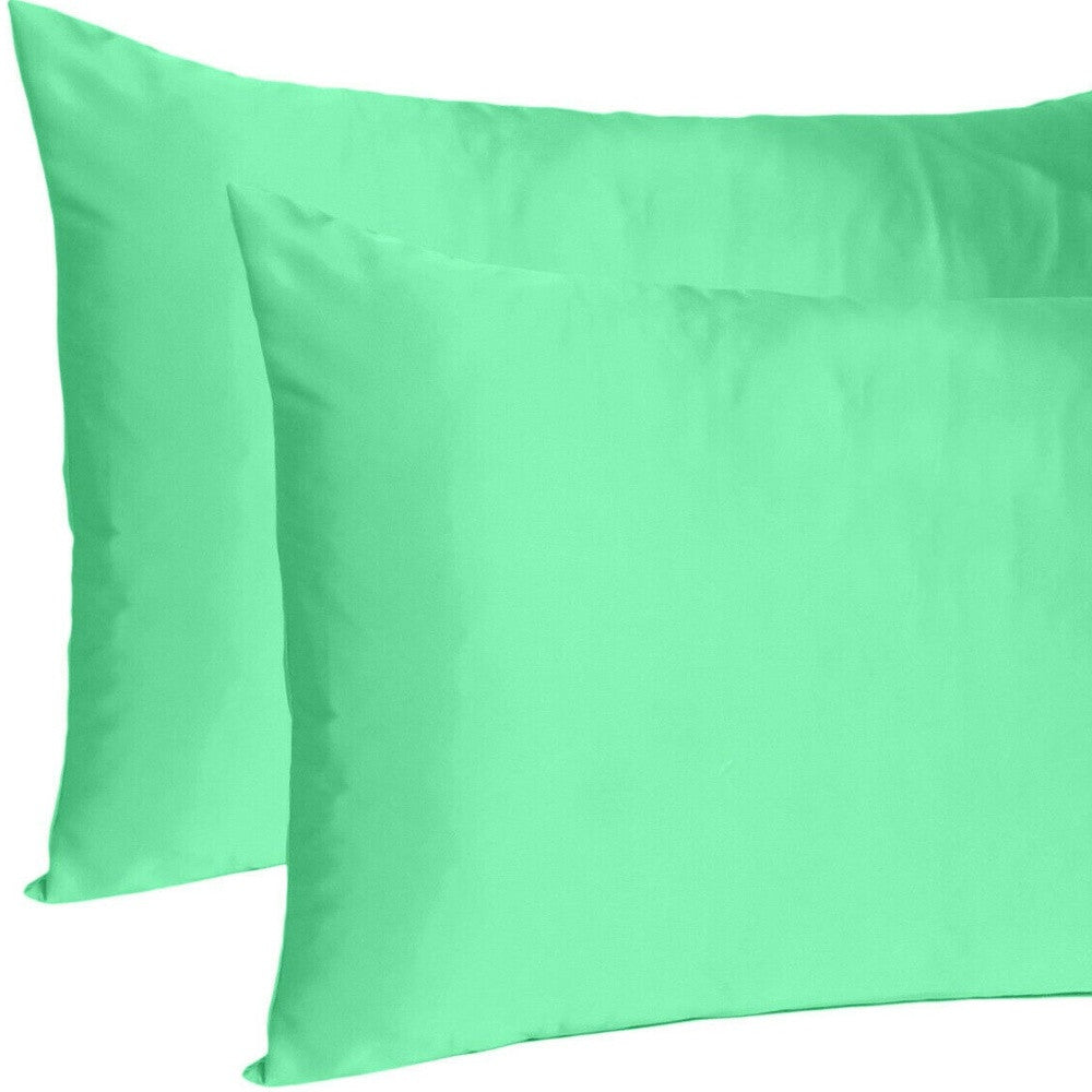 Green Dreamy Set Of 2 Silky Satin Standard Pillowcases