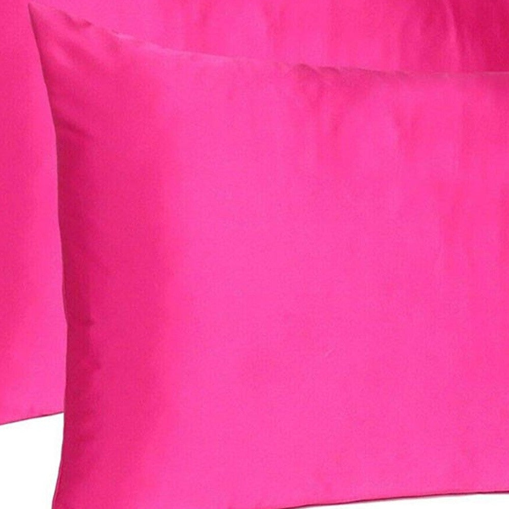Fuchsia Dreamy Set Of 2 Silky Satin Standard Pillowcases
