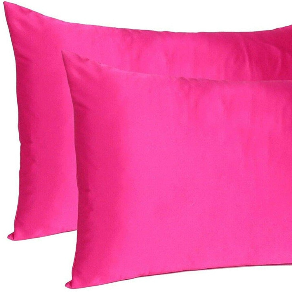 Fuchsia Dreamy Set Of 2 Silky Satin Standard Pillowcases