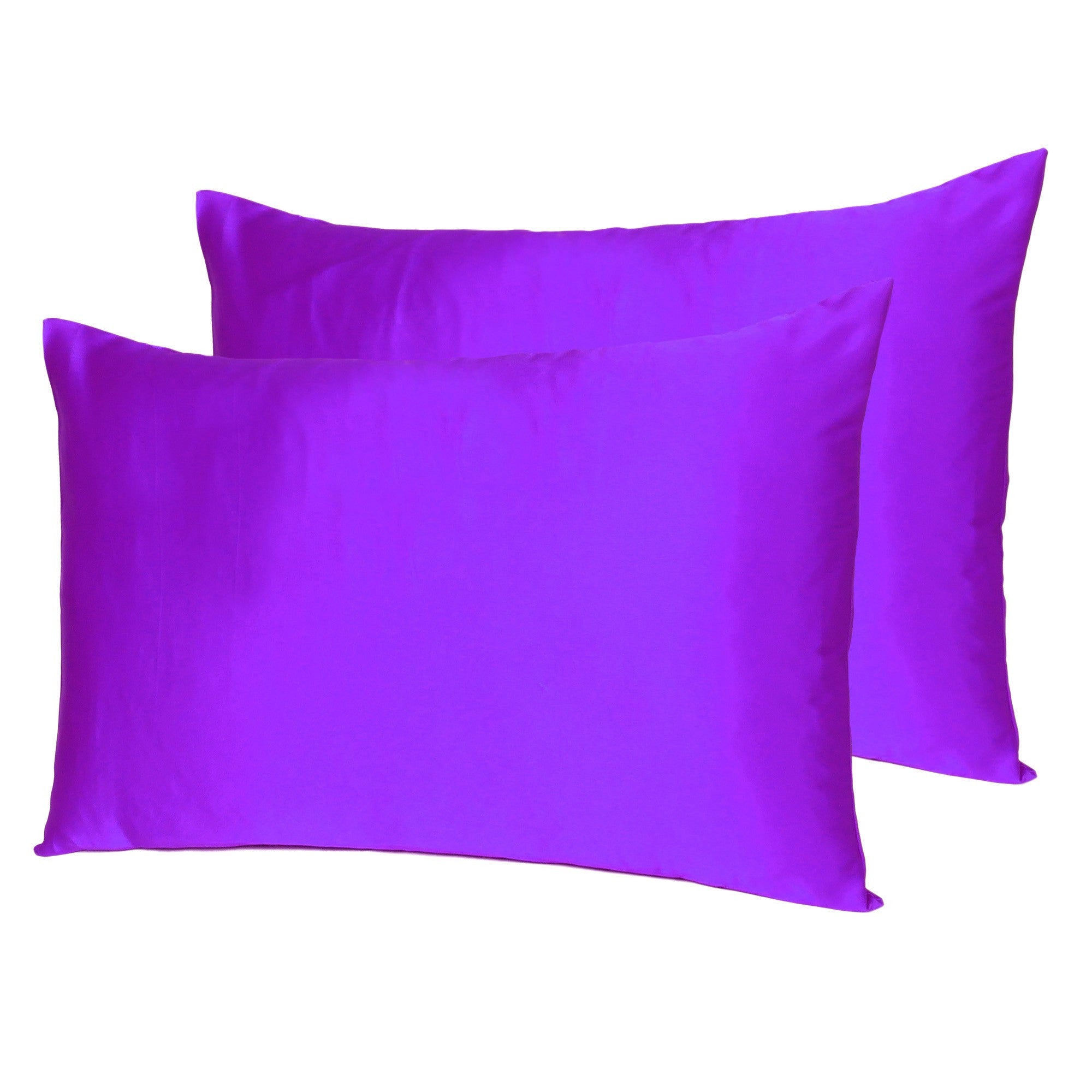 Bright Purple Dreamy Set Of 2 Silky Satin Standard Pillowcases