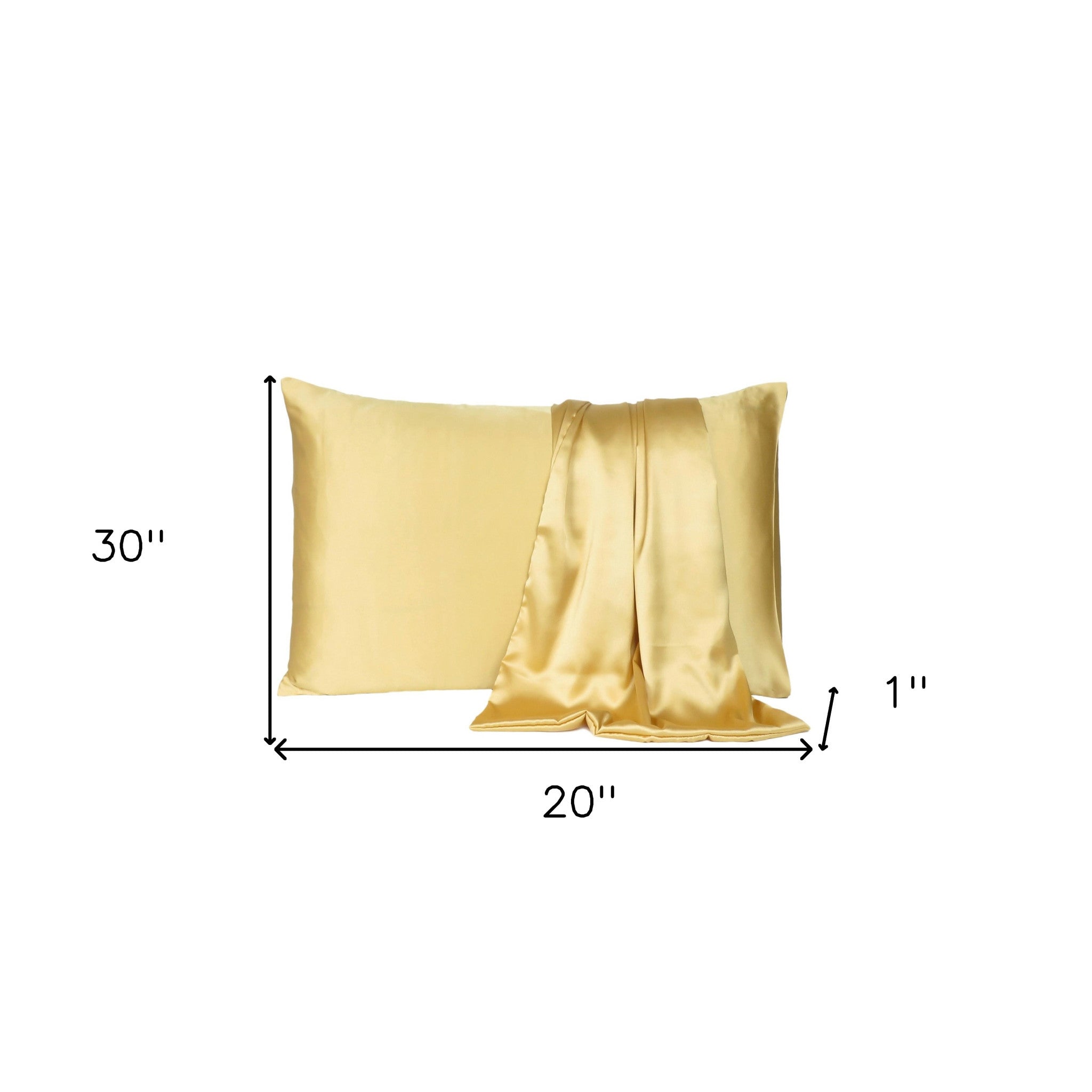 Gold Dreamy Set Of 2 Silky Satin Queen Pillowcases