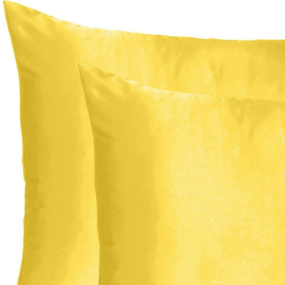 Lemon Dreamy Set Of 2 Silky Satin Queen Pillowcases