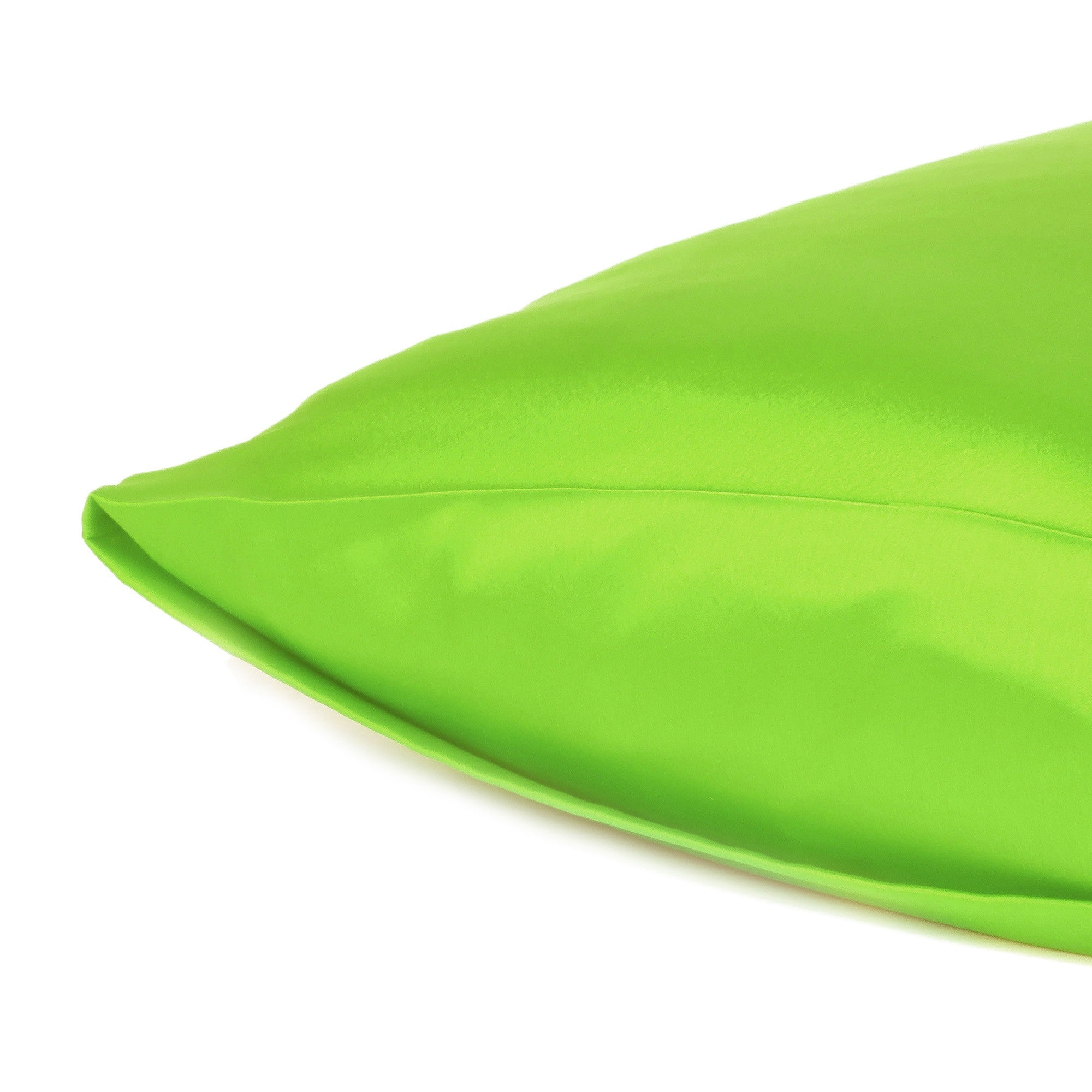 Bright Green Dreamy Set Of 2 Silky Satin Queen Pillowcases