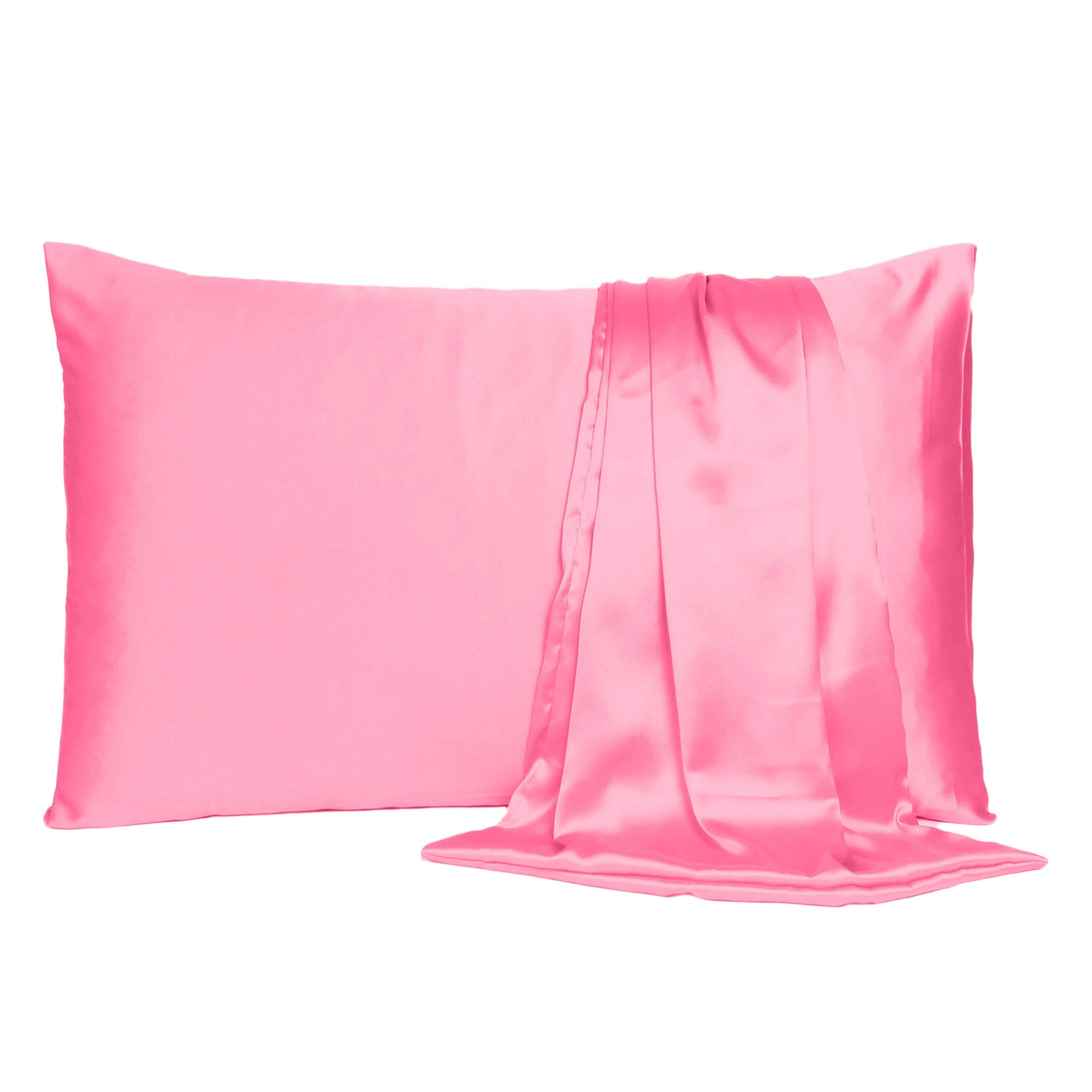 Pink Rose Dreamy Set Of 2 Silky Satin Queen Pillowcases