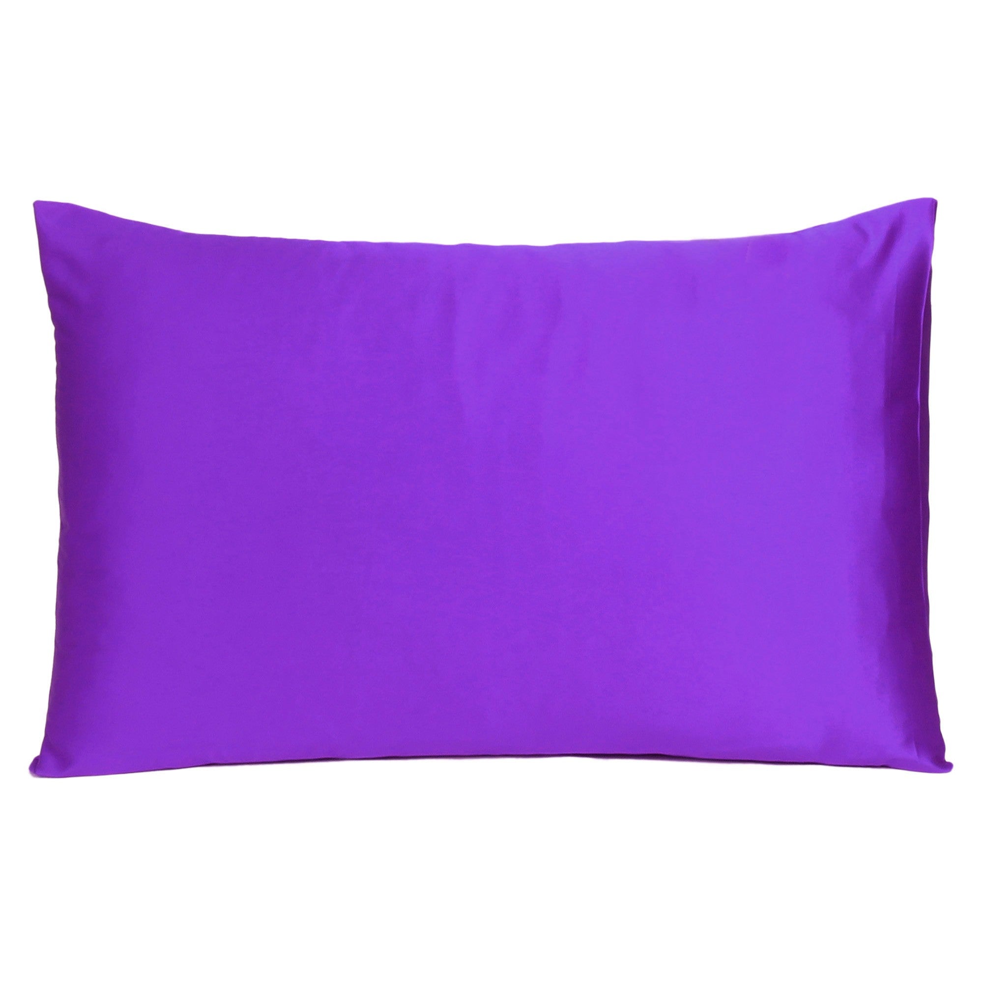 Bright Purple Dreamy Set Of 2 Silky Satin Queen Pillowcases