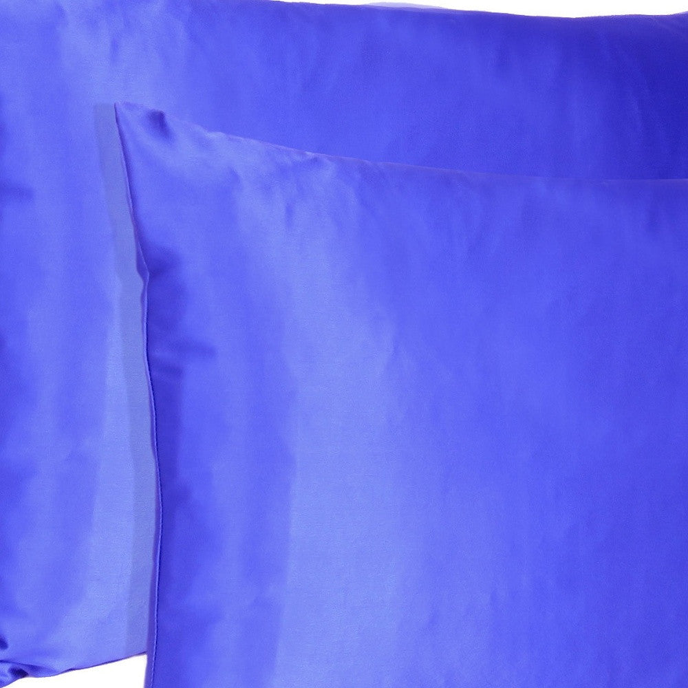 Royal Blue Dreamy Set Of 2 Silky Satin Queen Pillowcases