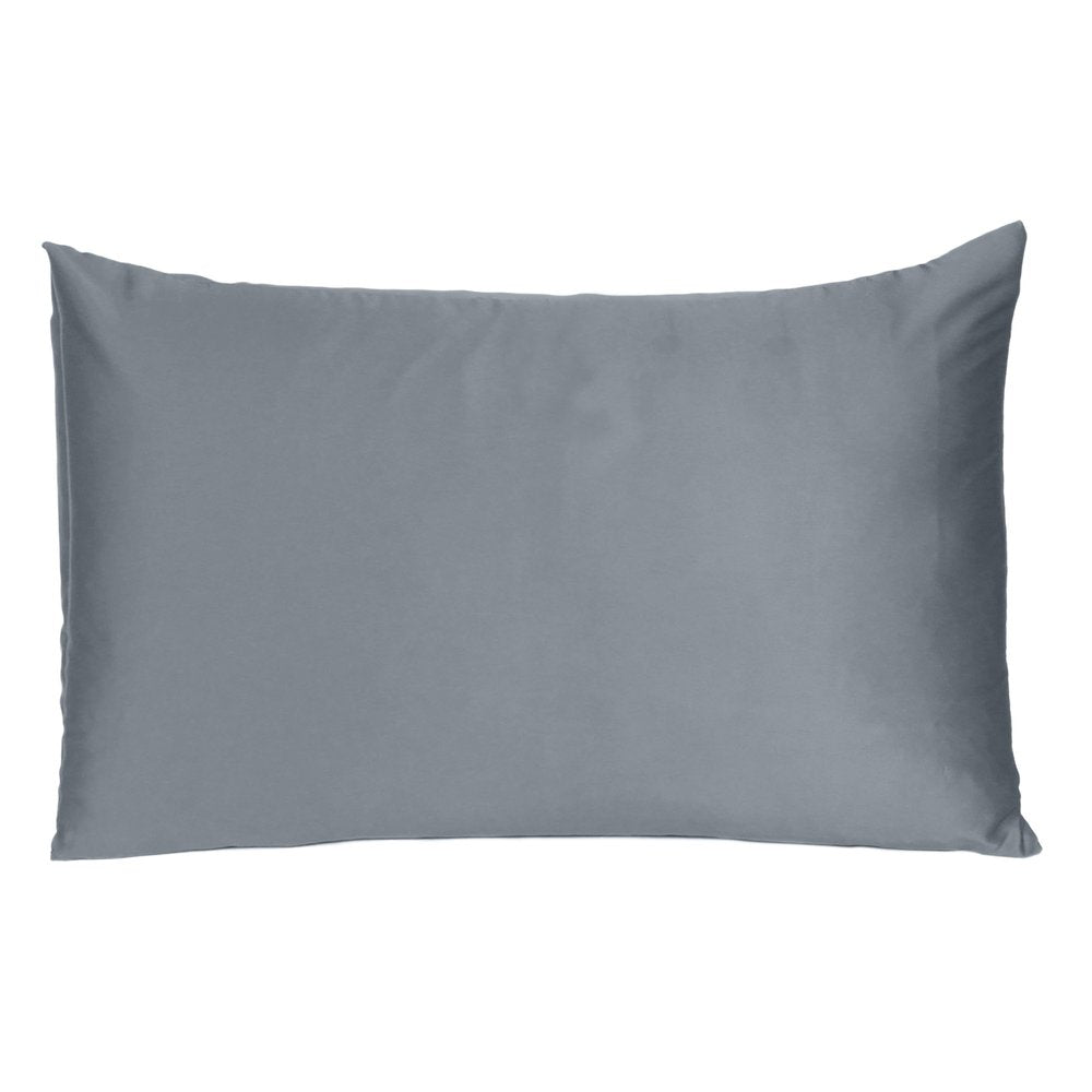 Dark Gray Dreamy Set Of Two Silky Satin Queen Pillowcases