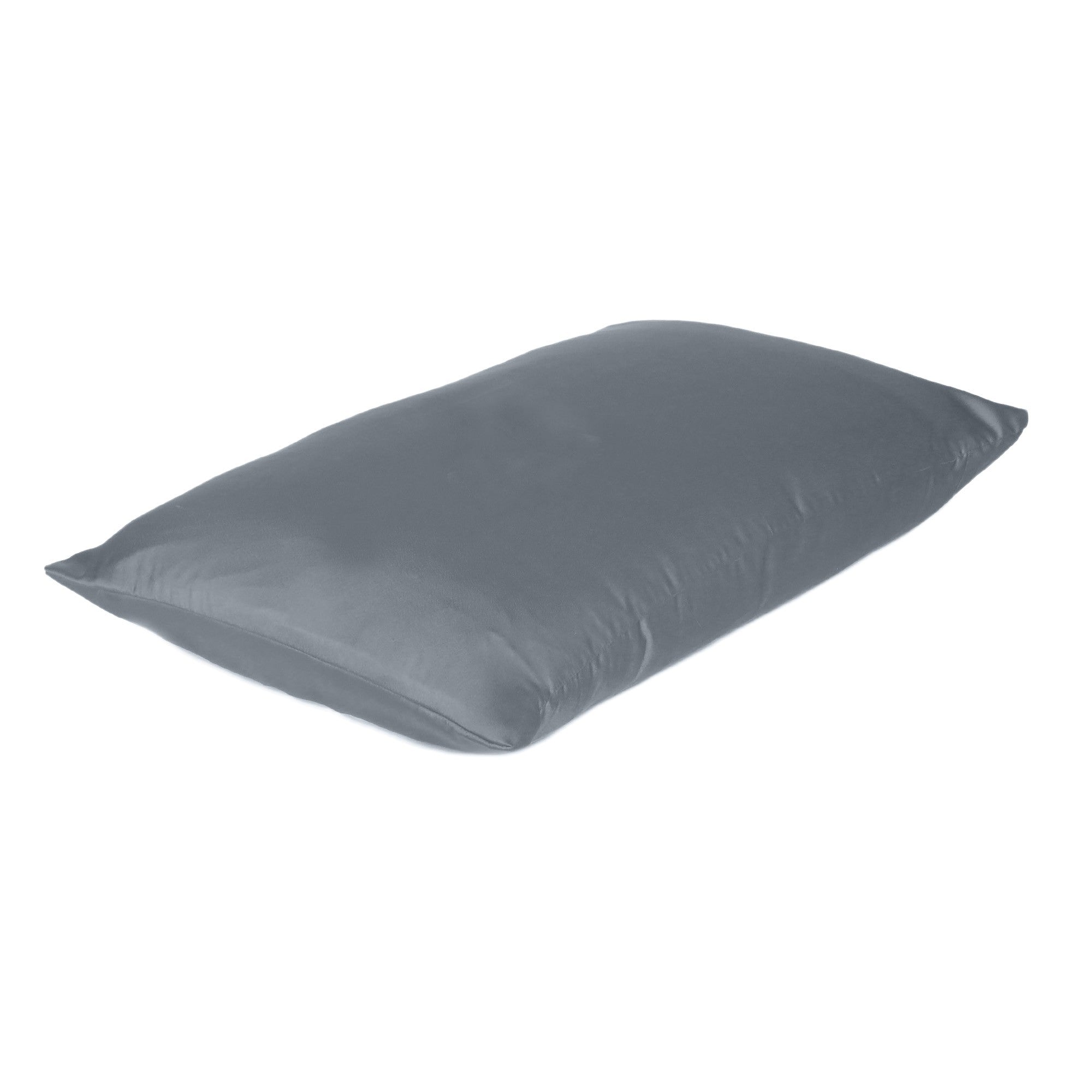 Dark Gray Dreamy Set Of 2 Silky Satin Queen Pillowcases