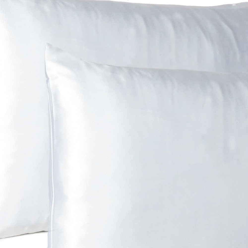 White Dreamy Set Of 2 Silky Satin Queen Pillowcases