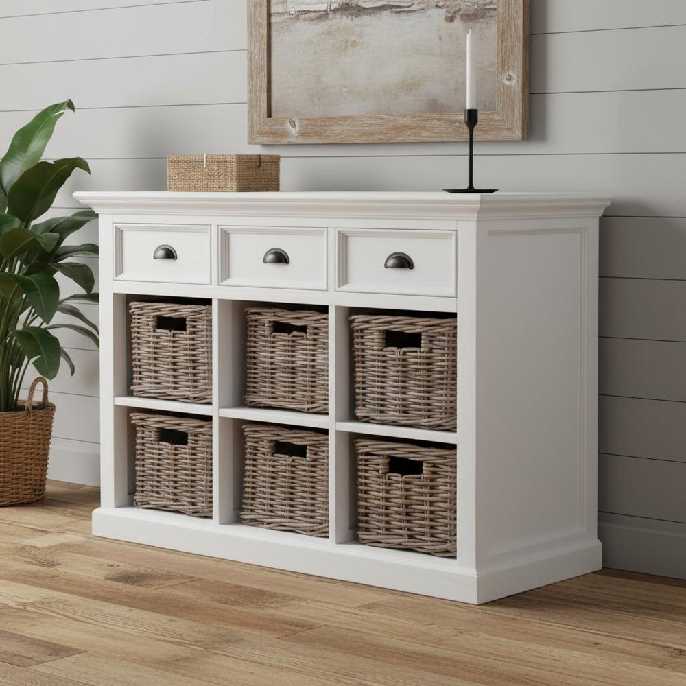 Modern Farmhouse Buffet Server With Basket Set