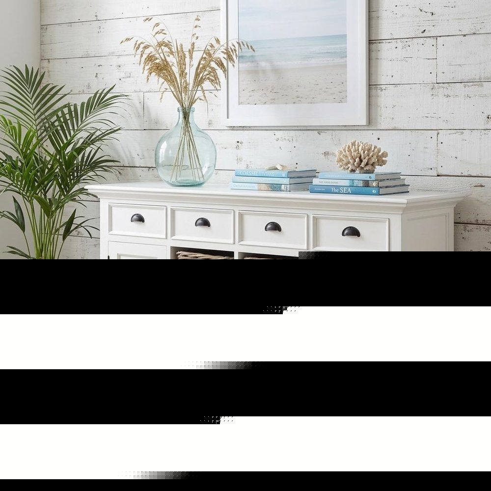 63" White Solid Wood Four Drawer Sideboard with Two Doors