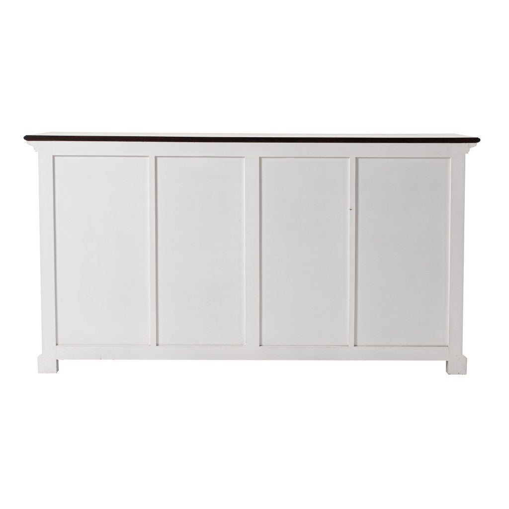 63" Brown And White Distressed Solid Wood Sideboard With Baskets
