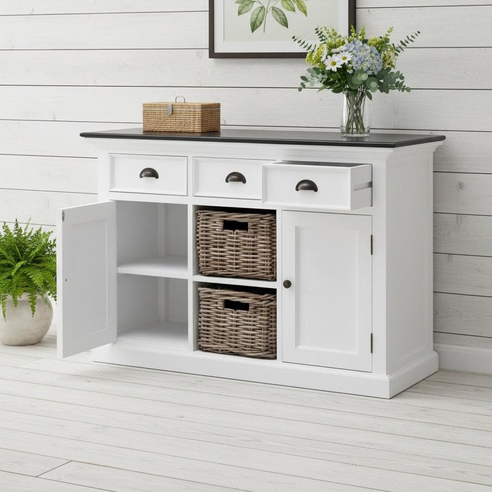 Modern Farmhouse Black And White Large Accent Cabinet