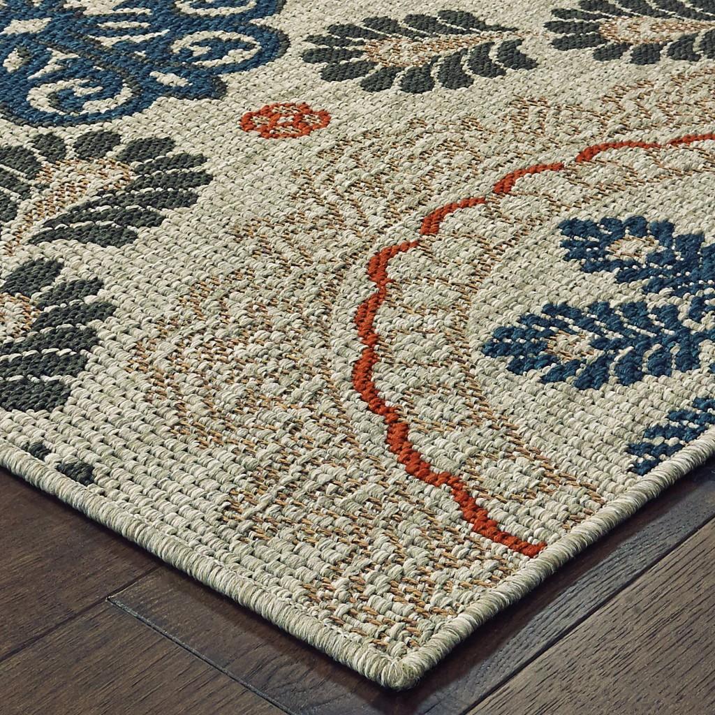 5' X 7' Blue And Gray Moroccan Indoor Outdoor Area Rug