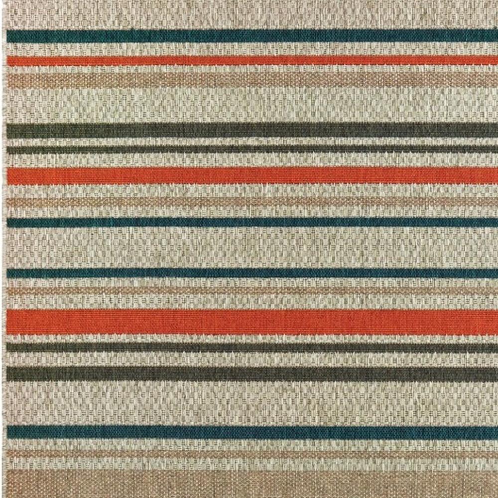 3' X 5' Blue And Gray Striped Indoor Outdoor Area Rug