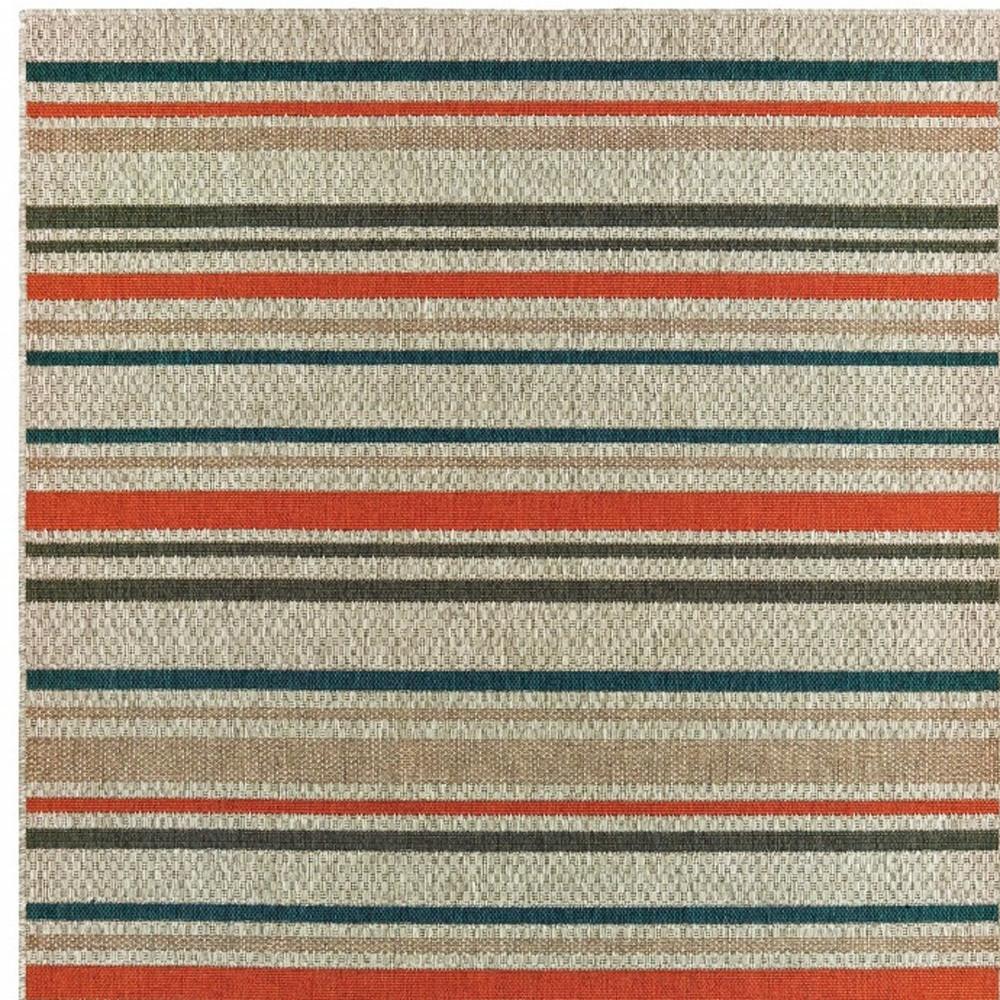 3' X 5' Blue And Gray Striped Indoor Outdoor Area Rug
