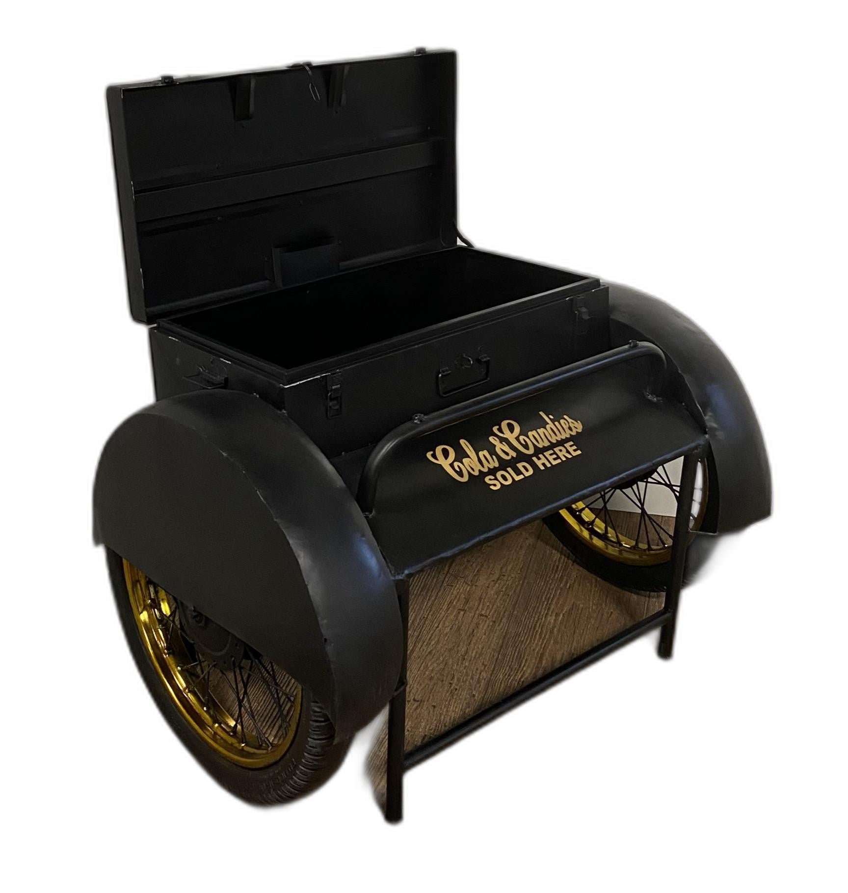 Black Old Time Delivery Box Table With Storage