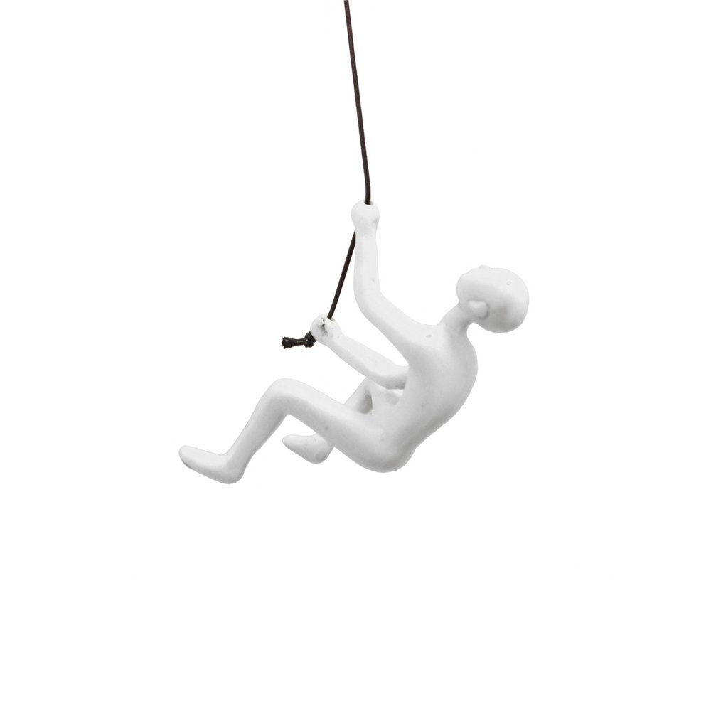 6" X 3" White Resin Climbing Man Hanging Dimensional Sculpture