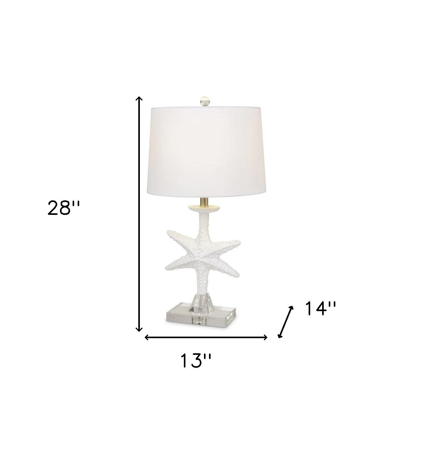 Set of Two 28" Clear and White Coastal Star Fish Table Lamps Coastal With White Drum Shades