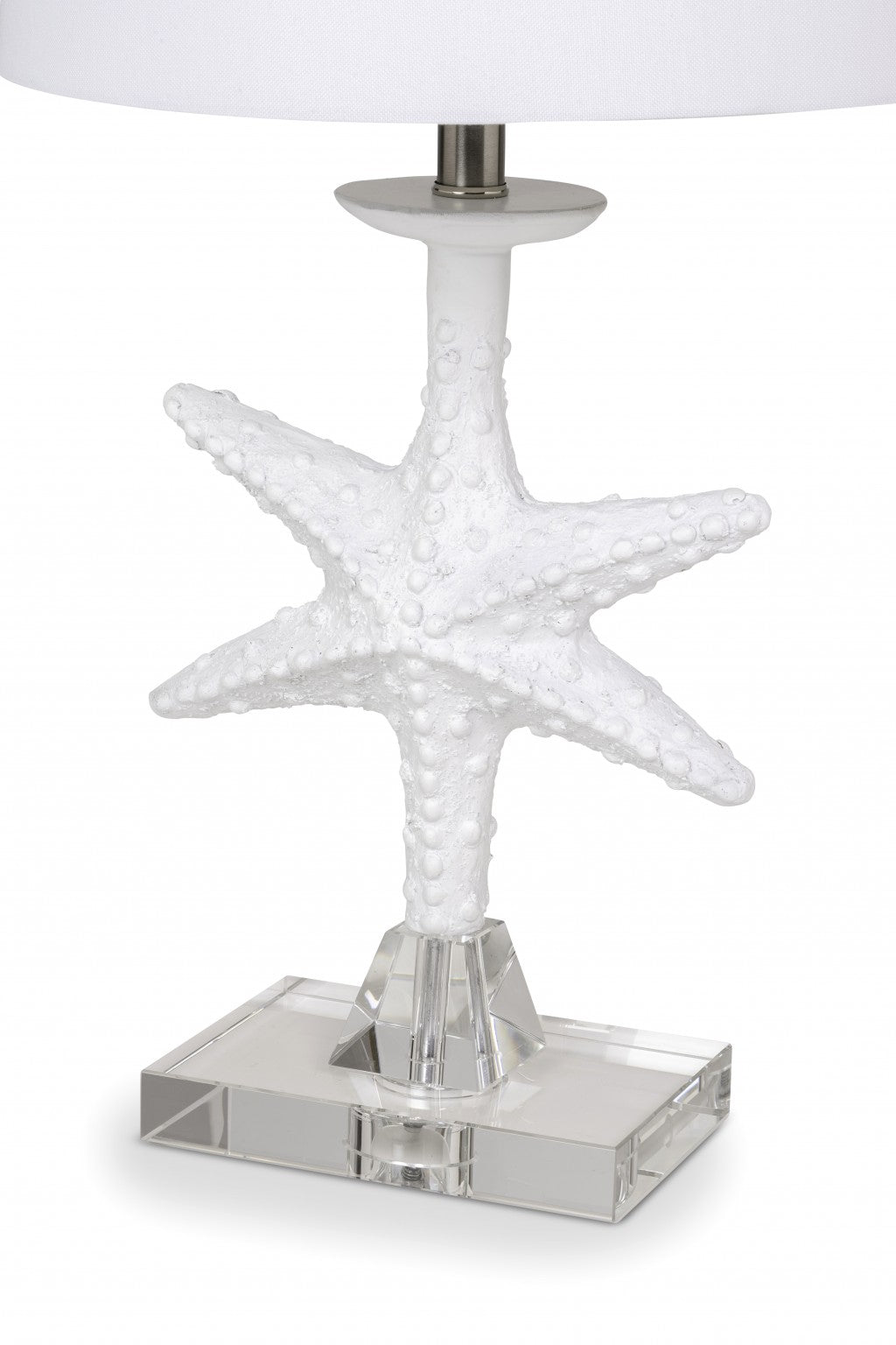 Set of Two 28" Clear and White Coastal Star Fish Table Lamps Coastal With White Drum Shades