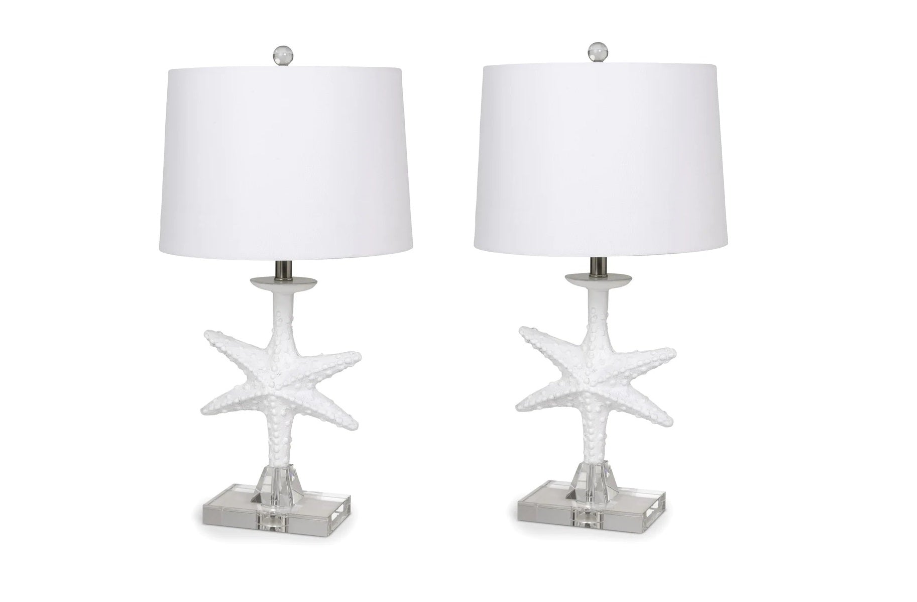 Set Of 2 White Coastal Starfsh Table Lamps