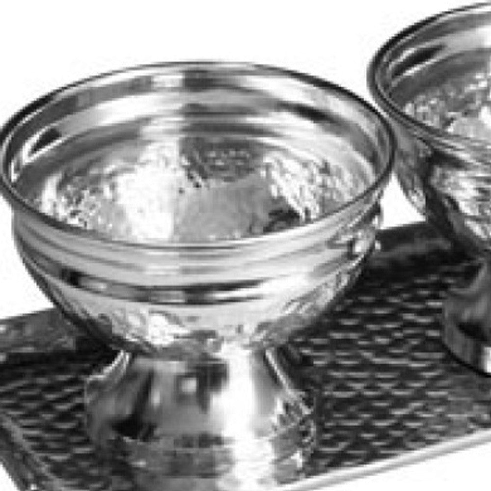 Hammered Serving Tray With Oblong Bowls