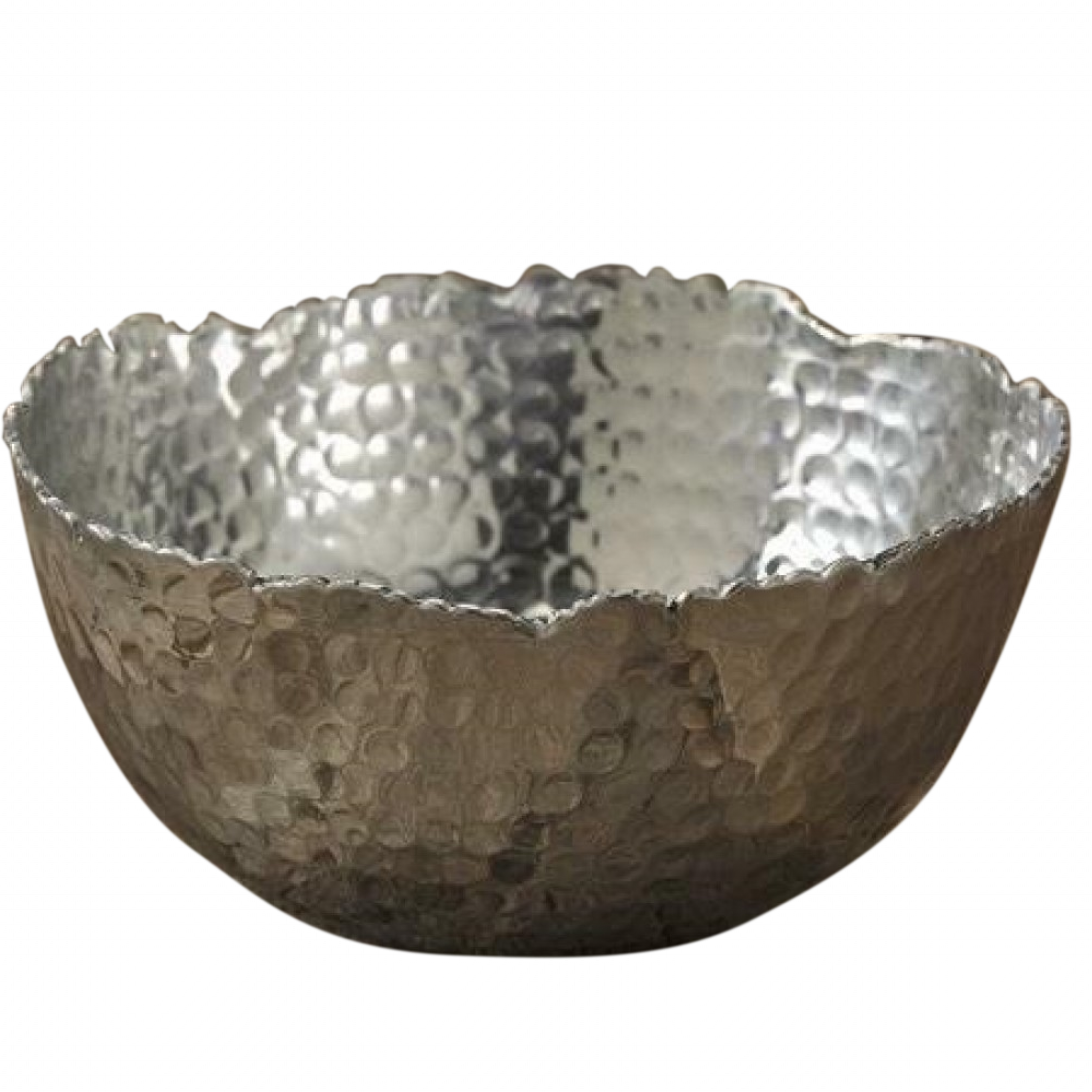 11" Silver Steel Modern Hammered Cut Bowl