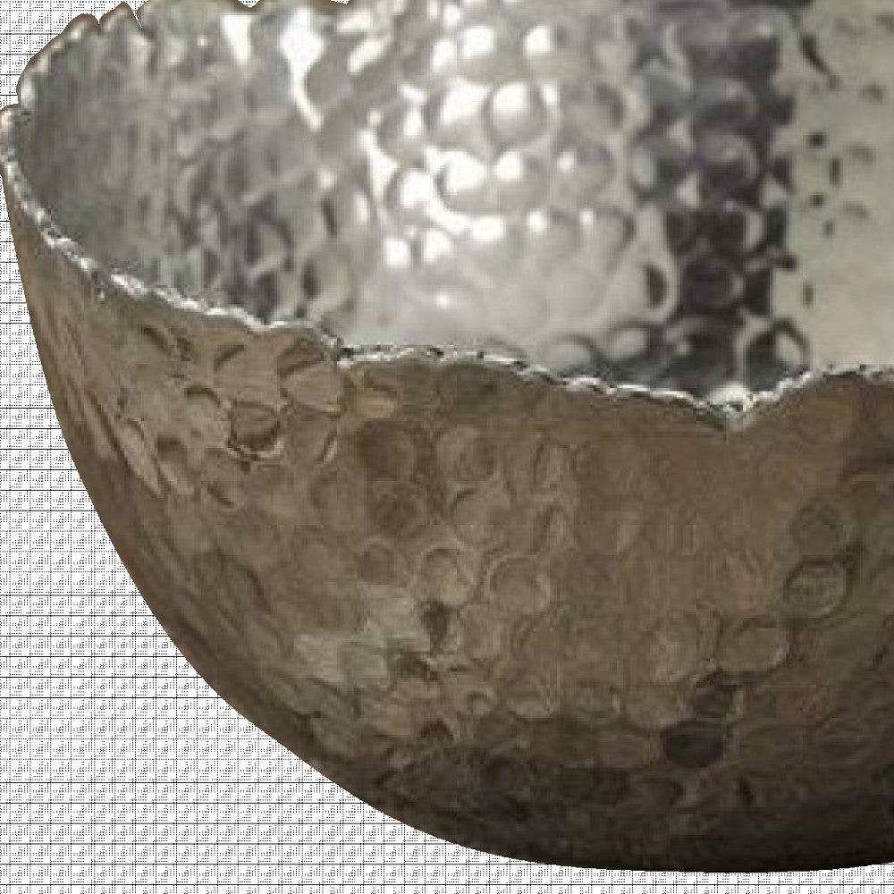 11" Silver Steel Modern Hammered Cut Bowl