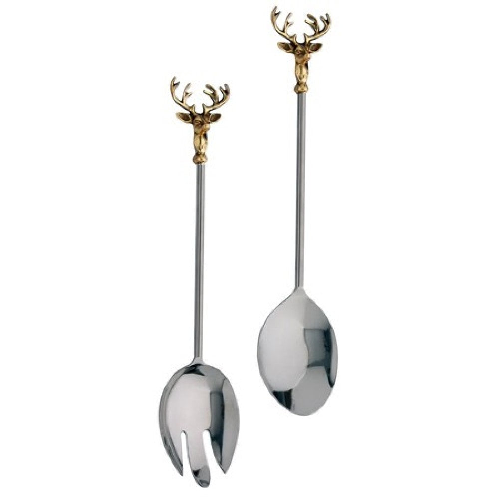 Set of Two Golden Stag Salad Servers