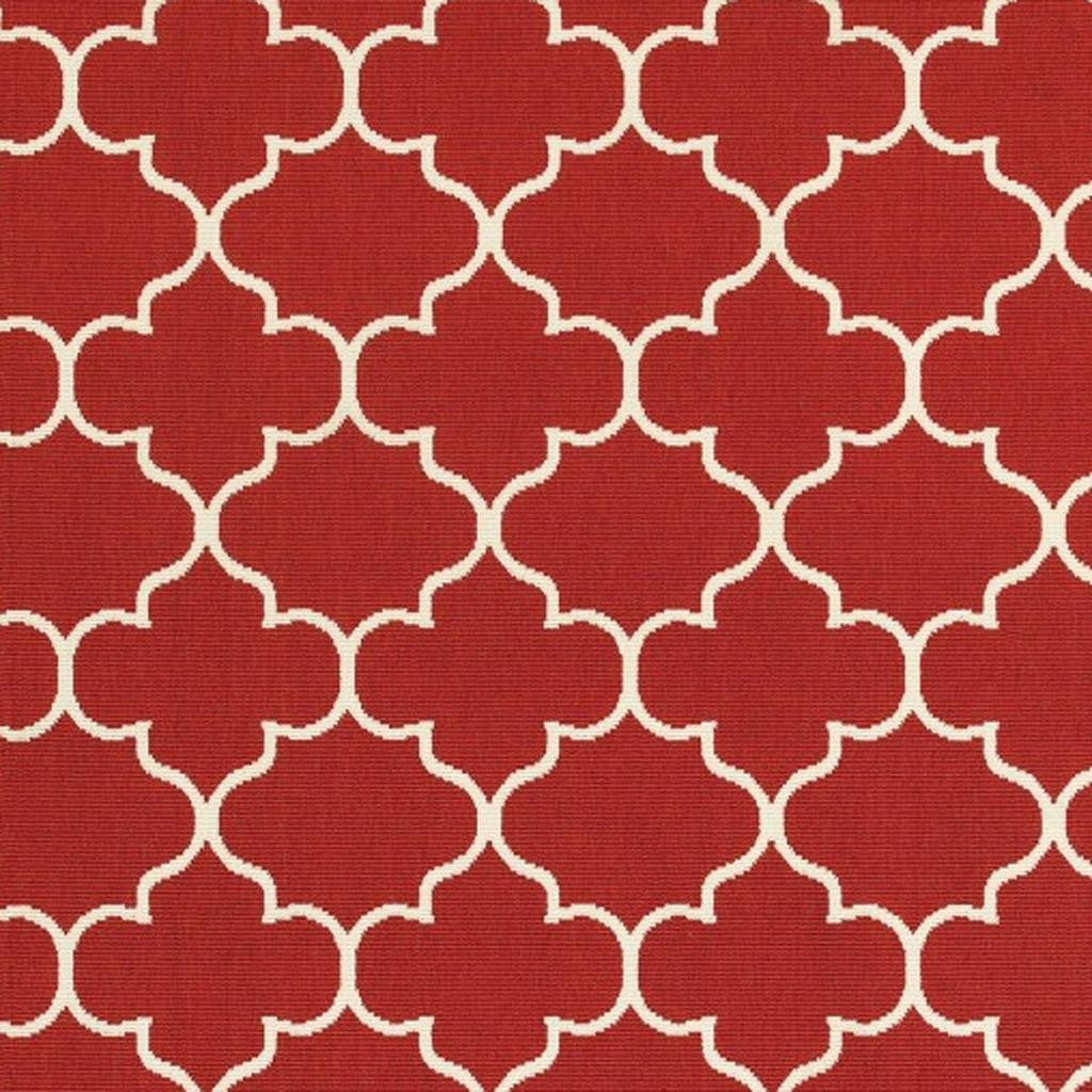7' X 10' Red And Ivory Indoor Outdoor Area Rug