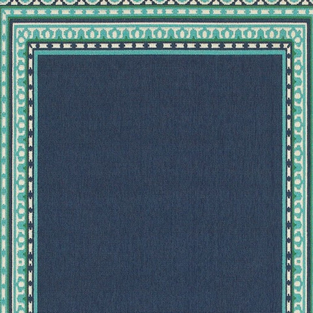 5' X 8' Blue and Green Indoor Outdoor Area Rug