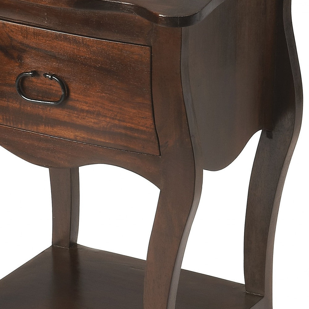 28" Brown One Drawer Solid Wood Nightstand