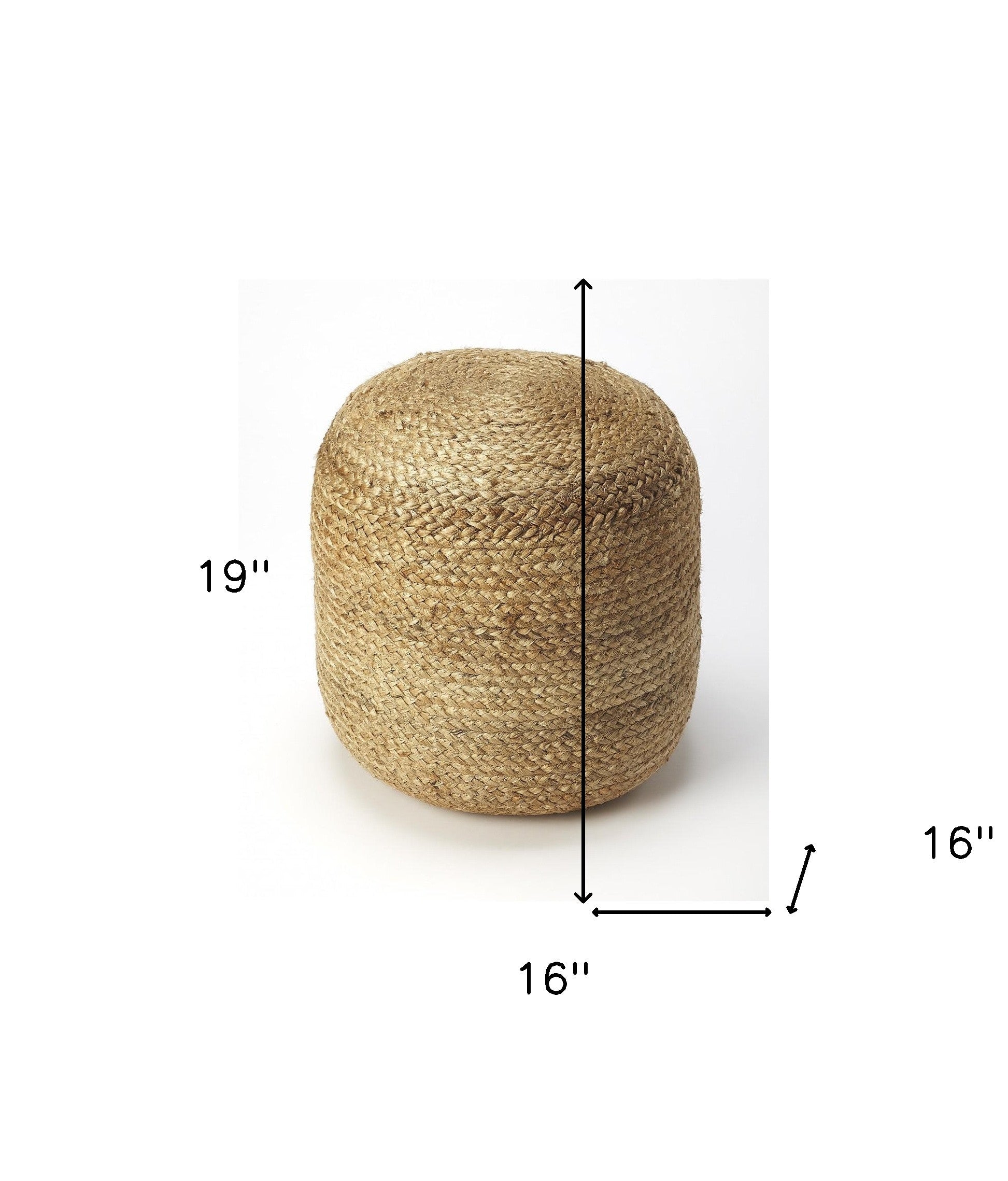 16" Jute Round Pouf Ottoman