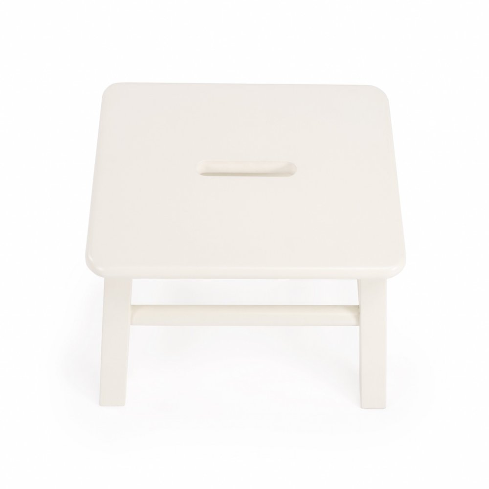 10" White Solid Wood Step Stool